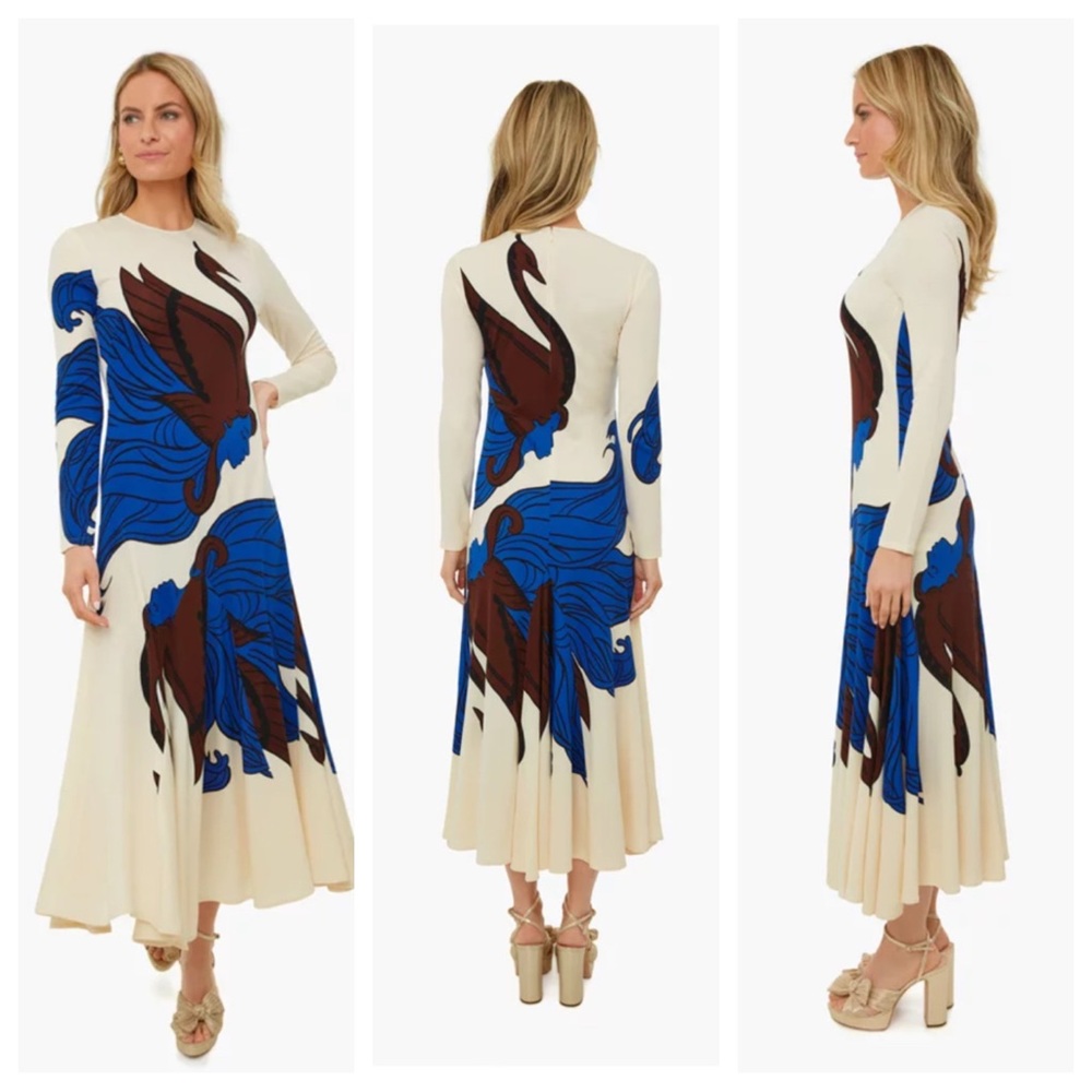 Tory Burch Printed Sheath Dress Swan Print